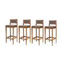 Ver imagem 1 de Kit 4 Banqueta Alta de Madeira com Assento em Linho e Encosto em Linho Hellen: Mel e Linho Cinza