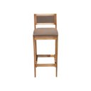 Ver imagem 2 de Kit 4 Banqueta Alta de Madeira com Assento em Linho e Encosto em Linho Hellen: Mel e Linho Cinza