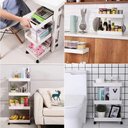 Ver imagem 4 de Prateleira Multiuso 3 Andares com Rodinhas Organize com Facilidade Branca