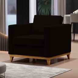 Kit 2 Poltronas Decorativas Para Sala de Estar Jane D05 Suede Marrom Escuro - Mpozenato - 2