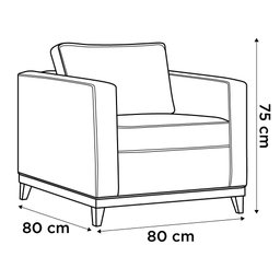 Kit 2 Poltronas Decorativas Para Sala de Estar Jane D05 Suede Marrom Escuro - Mpozenato - 4