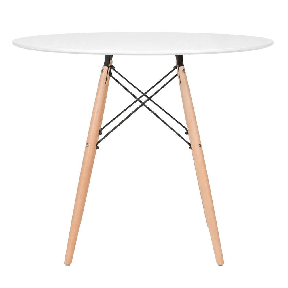 Mesa Redonda Eames 90cm Branco + 3 Cadeiras Eiffel Daw Laranja - 7