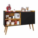 Ver imagem 5 de Aparador Buffet 2 Portas Retrô Vivare - Preto com Nature - Lojas RPM