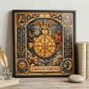 Ver imagem 2 de Quadro Carta Tarot a Roda da Fortuna 33x33cm Mold Preta Vidro
