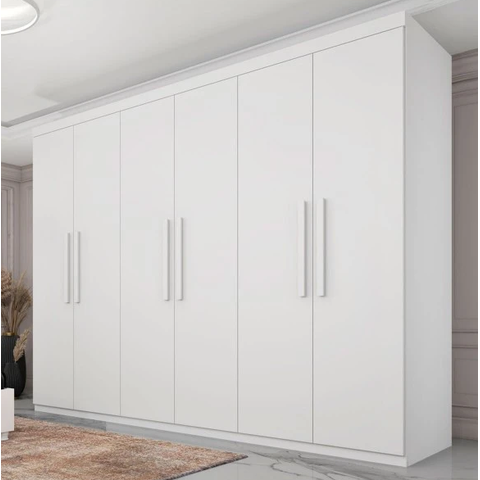 Guarda Roupa Casal MDF 6 Portas 4 Gavetas 219cm Lagos Branco - TCIL Móveis