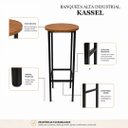 Ver imagem 3 de Banqueta Alta Kassel Ferro e Madeira Cor Louro Freijó- Kmj