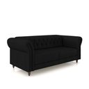 Ver imagem 2 de Sofá Living Sala de Estar Stanford Chesterfield 2 Lugares 220cm Pés de Madeira Couro Preto G58 - Gra