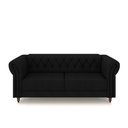 Ver imagem 5 de Sofá Living Sala de Estar Stanford Chesterfield 2 Lugares 220cm Pés de Madeira Couro Preto G58 - Gra