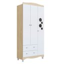 Ver imagem 2 de Guarda Roupas Infantil 3 Portas e 2 Gavetas 91x40x198 Cm Branco e Carvalho Completa Móveis