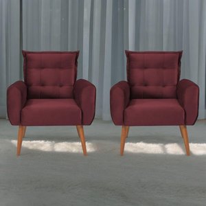 Jogo de Poltronas Decorativas Emma Veludo Vinho