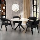 Ver imagem 2 de Kit 4 Cadeiras Sala de Jantar Estar Living Estofada Suran L02 Preto Couríssimo Preto - Lyam Decor
