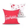 Jogo de Capa de Almofada para Cama Vermelha Estampada Gratidão Kit com 2 Unidades 45cm x 45cm com zí - 1