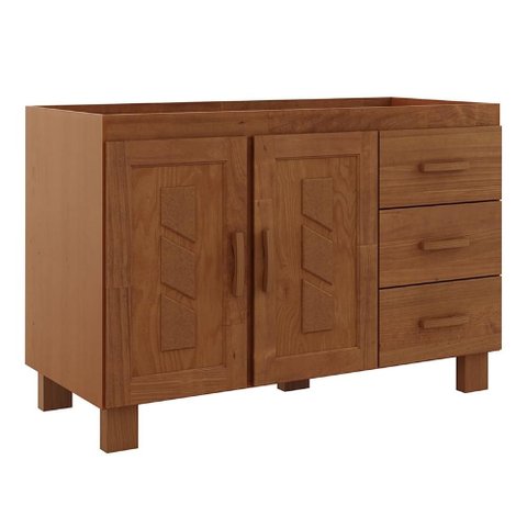 Balcão de Cozinha para Pia 120cm 2 Portas Madeira Giana Castanho F07 - Mpozenato