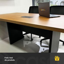 Mesa de Reunião Escritório 2,00m Freijó com Preto 100% Mdf Cor:freijó com Preto - 6