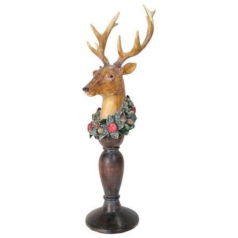 Enfeite Cabeça de Cervo de Resina com Guirlanda - Rio Master