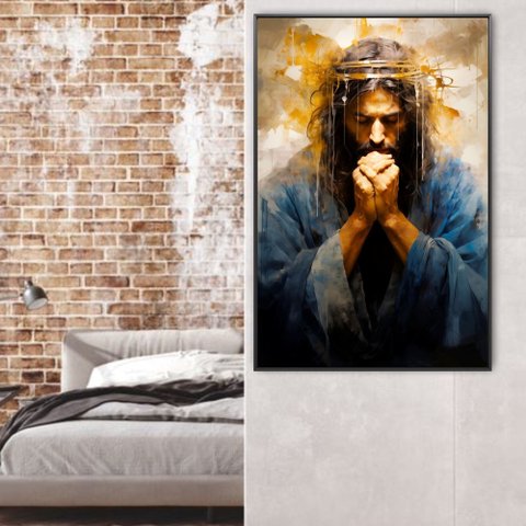Quadro Decorativo Jesus Orando Sala Quarto Casa Escritório