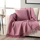 Ver imagem 1 de Manta Decorativa para Sofá Boho Favo de Mel Rosa Algodão