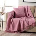 Ver imagem 4 de Manta Decorativa para Sofá Boho Favo de Mel Rosa Algodão