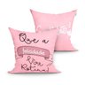 Capa de Almofada Que a Felicidade Vire Rotina e Gratidão Rosê Kit com 2 Unidades 45cm x 45cm com zíp - 1