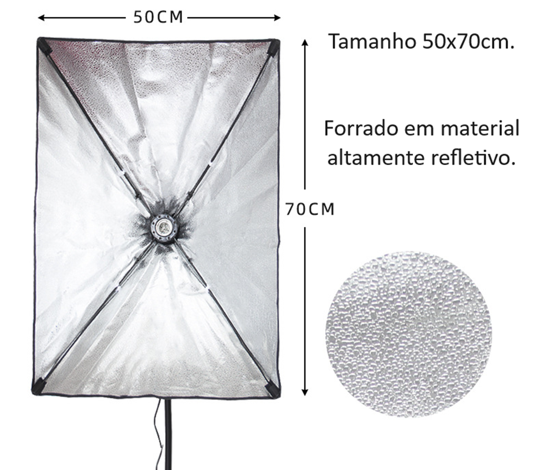 Sombrinha Softbox P/ Iluminação Estúdio Fotográfico 50x70cm - 3