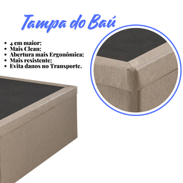 Cama Box com Baú Solteiro com Baú 88x188x42 com Courino Linho - 7
