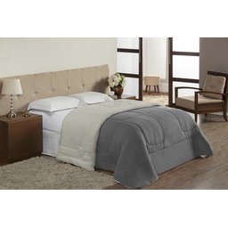 Coberdrom Sherpa e Flannel Atenas Queen 01 Peça - Grafite Enxovais Aquarela - 3