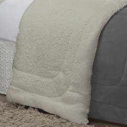 Coberdrom Sherpa e Flannel Atenas Queen 01 Peça - Grafite Enxovais Aquarela - 2