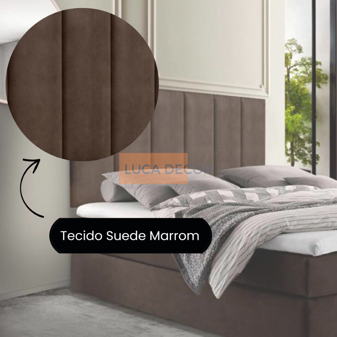 Cabeceira Para Cama Casal Box Estofada Suspensa Várias Cores:Suede Marrom - 3