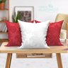 Almofada Branca e Vermelha Jacquard Medalhão 45cm x 45cm com Refil 3 Unidades - 1
