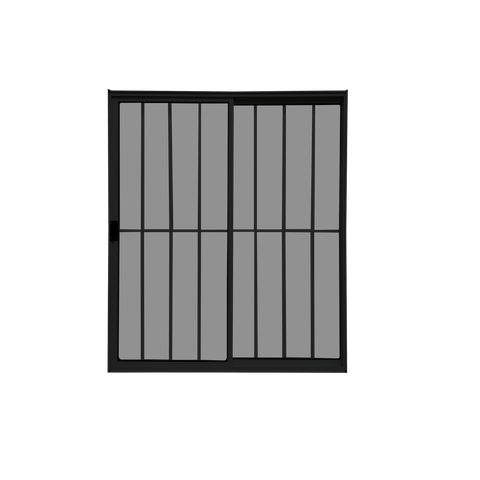 Vitrô 2 Folhas de Correr Aluminio Preto com Grade 1,20x1,50 Linha 18 Modular