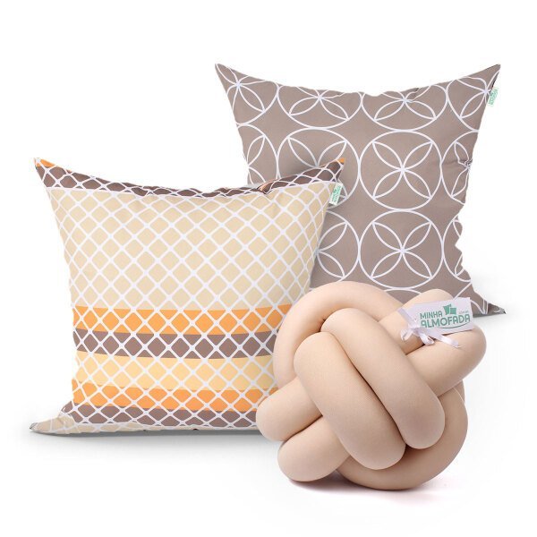Almofada para Cama Decorativa Bege Estampada 2 Unidades 45cm x 45cm com Refil de Silicone + Almofada