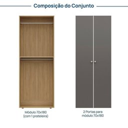 Módulo 70x180 2 Portas 1 Kit Prateleira Frame Cabecasa madeiramadeira - 3