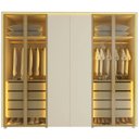 Ver mais imagens de Guarda-Roupa Casal 6 Portas 4 Portas Reflecta com LED com Pés 100% MDF Splendor Off White