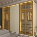 Ver imagem 1 de Guarda-Roupa Casal 6 Portas 4 Portas Reflecta com LED com Pés 100% MDF Splendor Off White