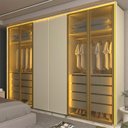 Ver imagem 1 de Guarda-roupa Casal 6 Portas 4 Portas Reflecta com Led com Pés 100% Mdf Splendor
