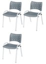 Ver imagem 2 de Cadeira Iso Base Branco Igreja, Escola, Escritório - Cinza Kit 3 Peças