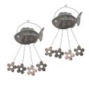 Ver imagem 1 de Sino Dos Ventos Peixe Flores Kit 2 Unidades Jardim Varanda Quintal Enfeite Som Suave Relaxante Decor
