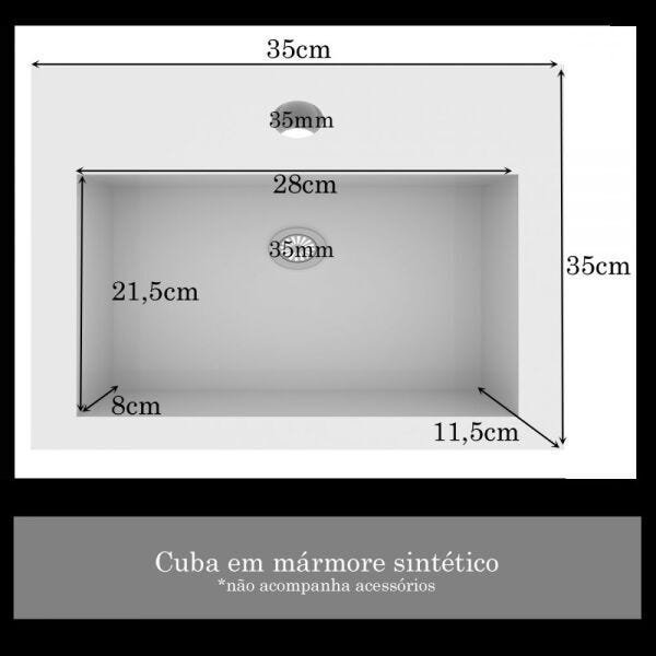 Gabinete para banheiro Veneza com cuba e espelheira 70cm cor Nogal/Branco - Móveis Bosi - 10