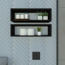 Ver imagem 1 de Par de Nichos Retangular P15cm Minimalista Preto Mdf Organizador Banheiro Lavanderia - Rufatto Decor