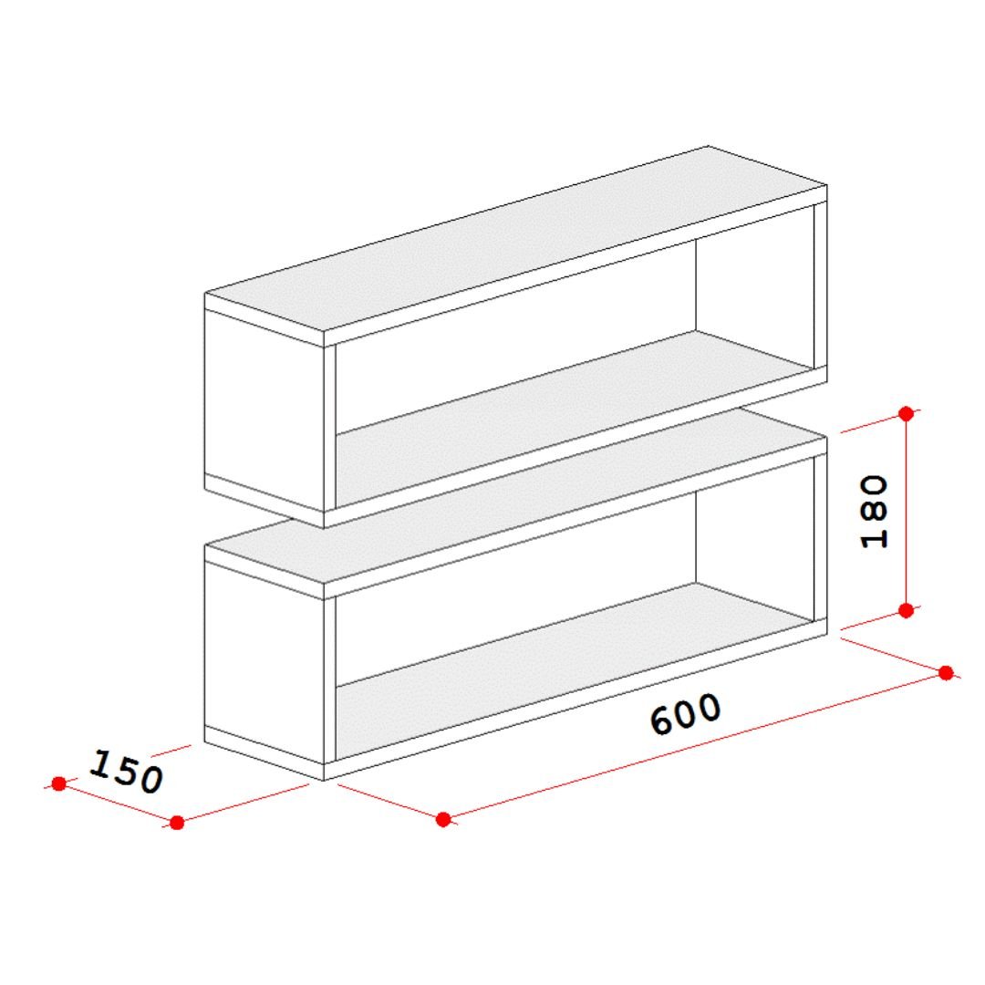 Par de Nichos Retangular P15cm Minimalista Preto Mdf Organizador Banheiro Lavanderia - Rufatto Decor - 2