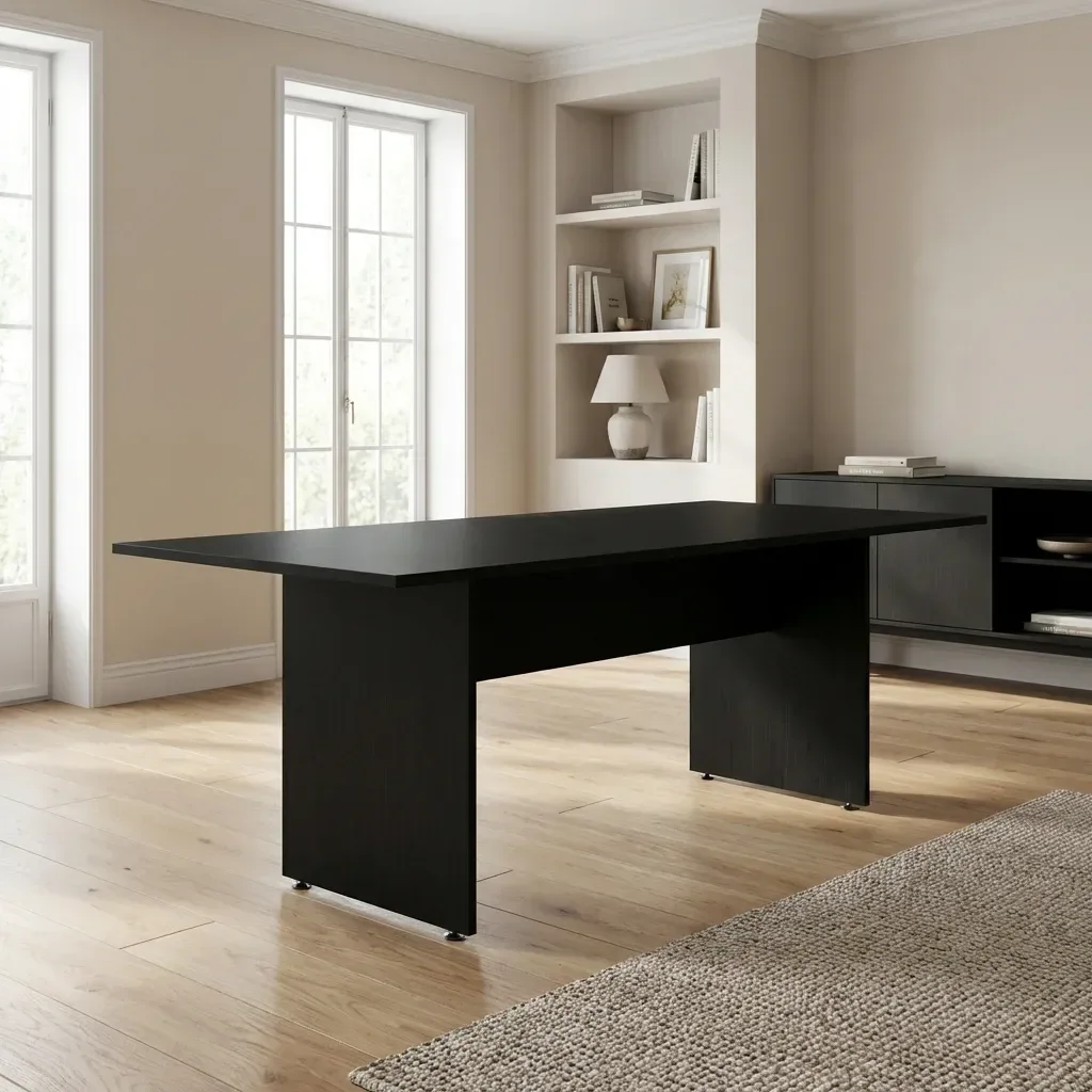 Mesa de Escritório para Reunião 6 Lugares 180x90cm Studio Preto