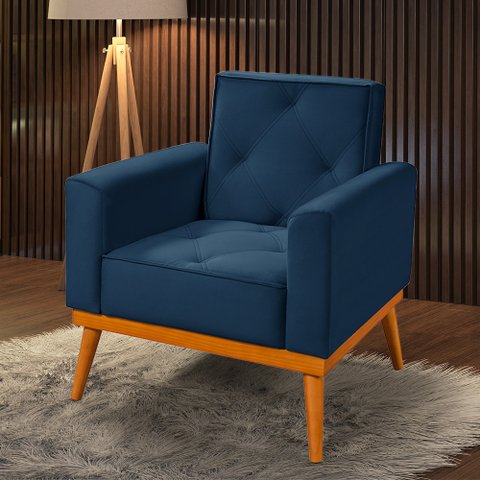 Poltrona Florença Veludo Azul