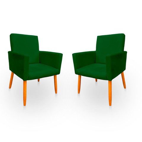 Kit 2 Poltronas Cadeira para Sala Confortável e Minimalista em Suede