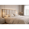 Cabeceira Painel Cama Box Queen 1,60 Estofado com Madeira Bege - 3