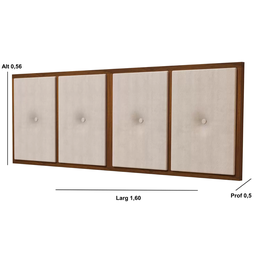 Painel Cabeceira Cama Box Queen 1,60 Estofado com Madeira- Várias Cores:Bege - 2
