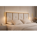 Ver imagem 2 de Cabeceira Painel Cama Box Queen 160cm Estofado com Madeira Bege
