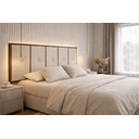 Ver imagem 3 de Cabeceira Painel Cama Box Queen 160cm Estofado com Madeira Bege