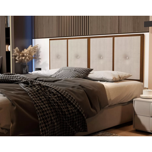 Painel Cabeceira Cama Box Queen 1,60 Estofado com Madeira- Várias Cores:Bege
