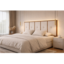 Ver imagem 2 de Cabeceira Painel Cama Box Queen 160cm Estofado com Madeira Bege