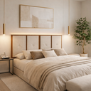 Ver imagem 3 de Cabeceira Painel Cama Box Queen 160cm Estofado com Madeira Bege